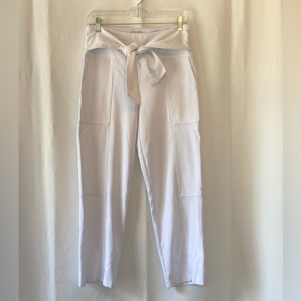 Joie White Coastal Grandma Pull On Wide Leg Jersey Cargo Pants Small Beachy Chic